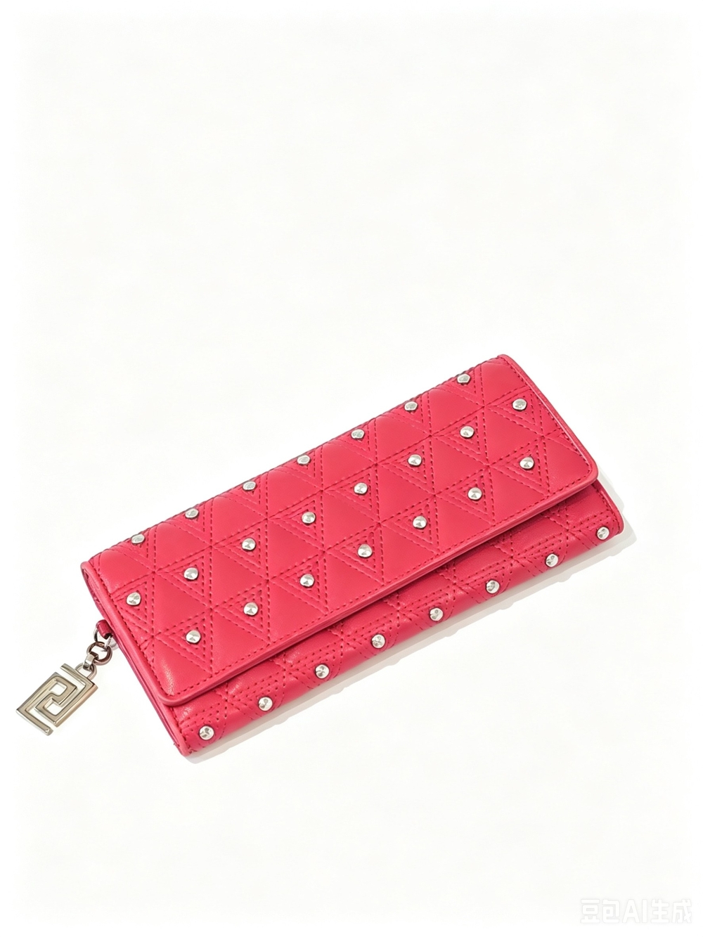 Versace Quilted Stud Accent Long Wallet - Pink